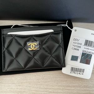 Chanel card holder lambskin Gold hardware